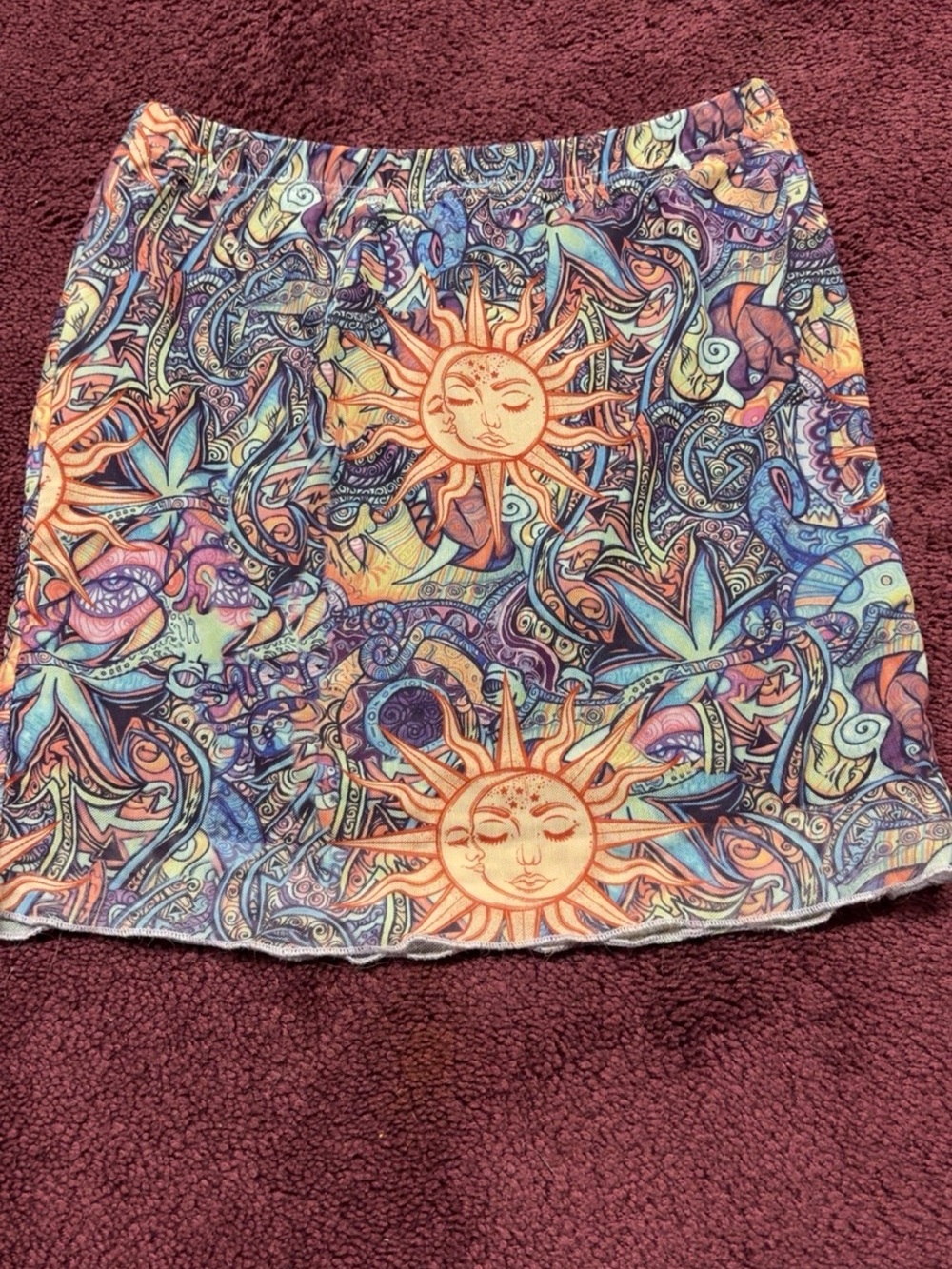 SHEIN Purple Multicolor Psychedelic Print Skirt